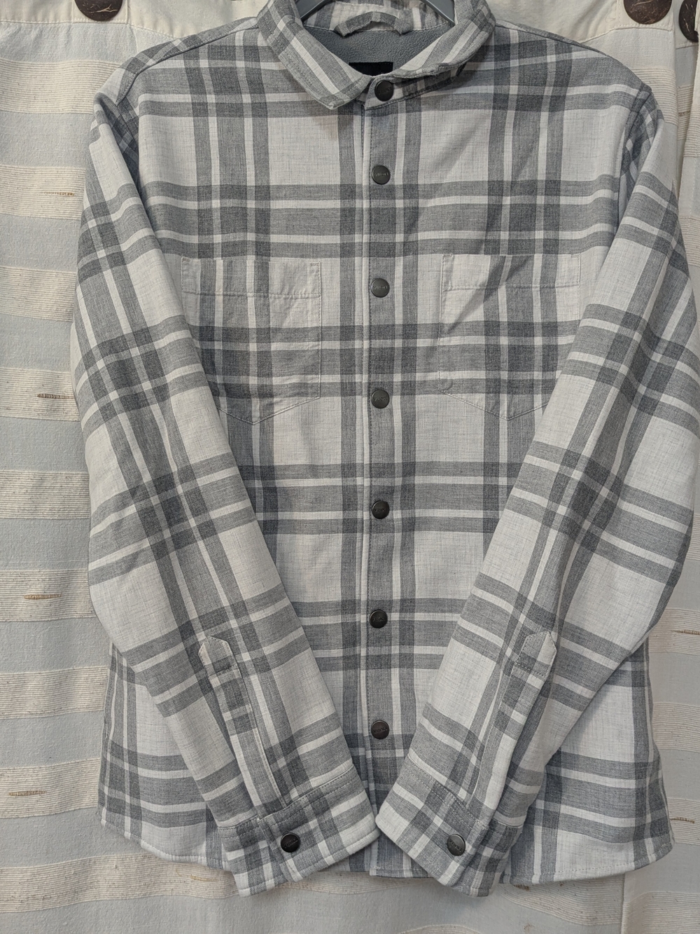 Vuori Men's M Range Plaid Fleece Lined Snap Button Shirt Jacket Shacket
